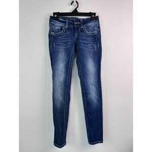 Miss Me women's‎ 24 skinny JE544052R dark wash low rise denim jeans 31" inseam